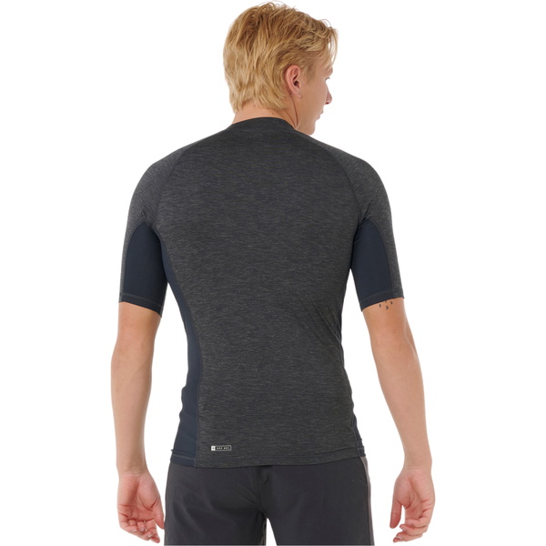 2026 Rip Curl Mens Dawn Patrol UPF Perf Short Sleeve Rash Vest 193MRV - Black Marle